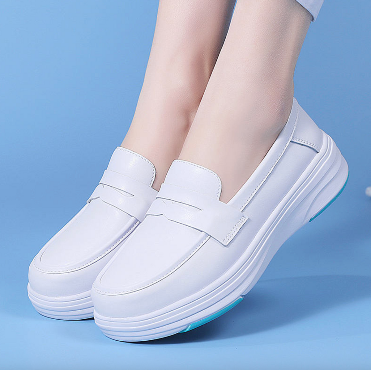 Women’s Breathable Hollow-Out Work Shoes – Lightweight Thick-Sole Nurse & Casual Shoes