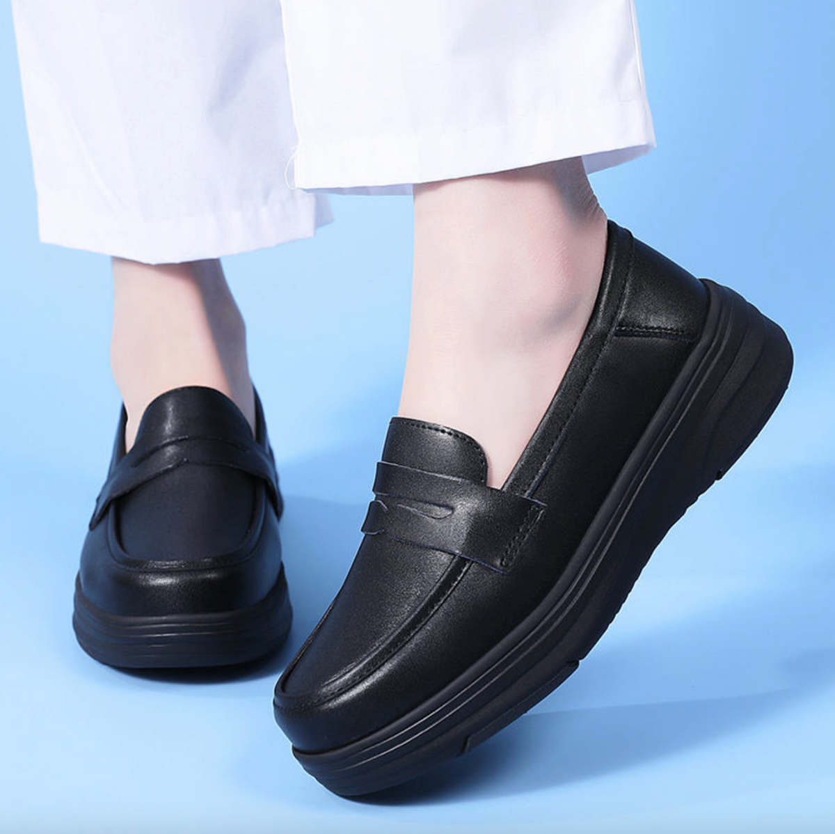 Women’s Breathable Hollow-Out Work Shoes – Lightweight Thick-Sole Nurse & Casual Shoes