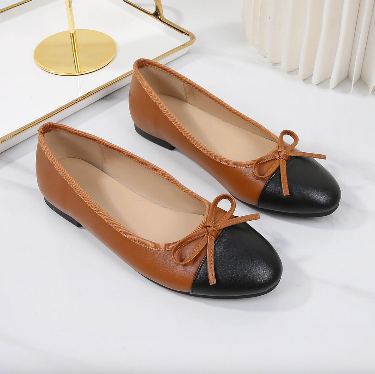 Women’s Bow Detail Loafer Flats – Minimalist Large-Size Casual Pumps