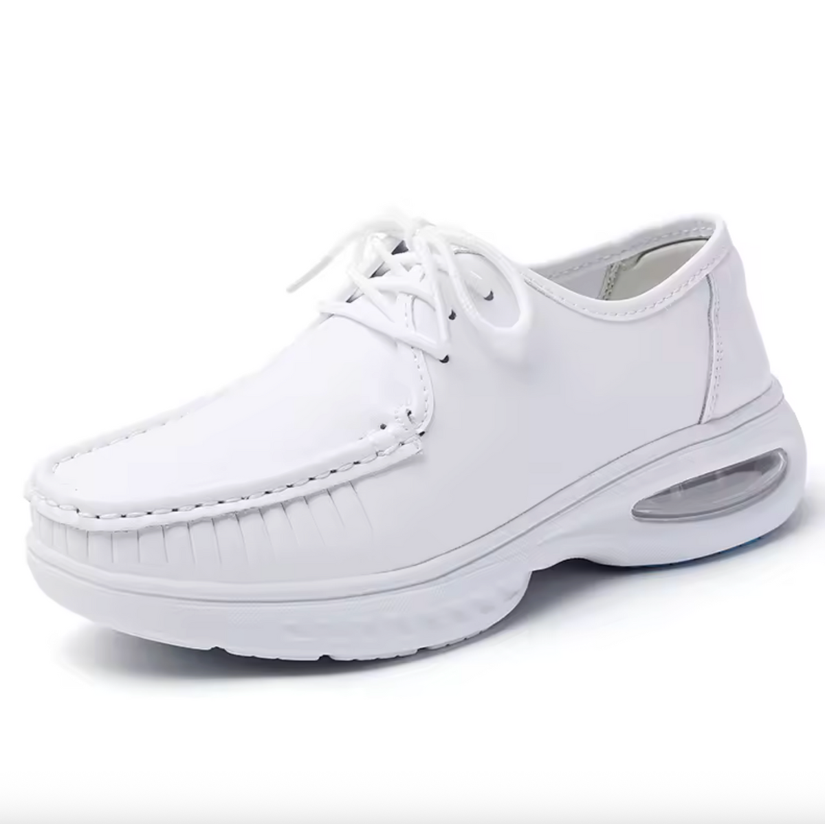 Women’s Leather Lace-Up Nurse Shoes – Comfortable Height-Increasing Medical Work Footwear