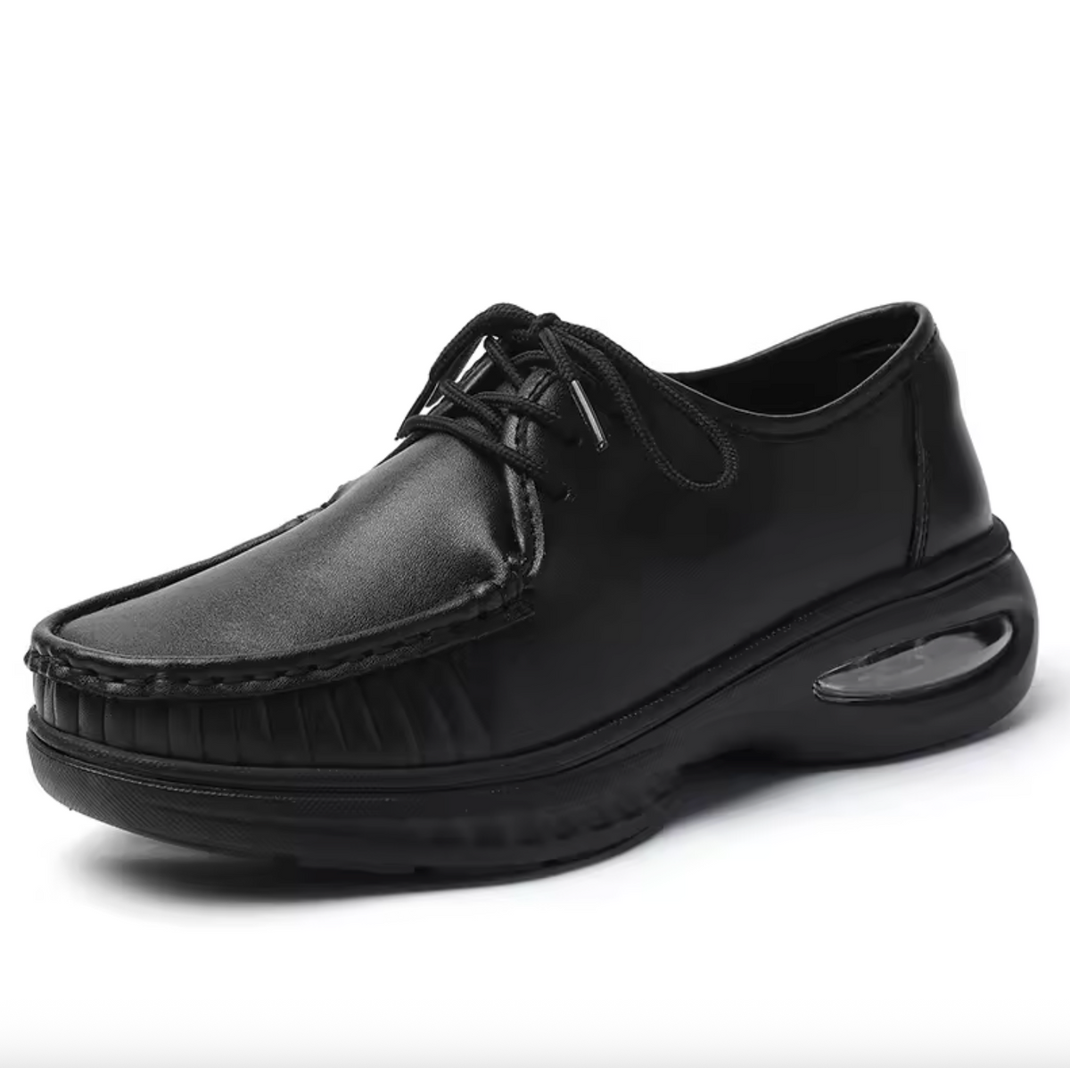 Women’s Leather Lace-Up Nurse Shoes – Comfortable Height-Increasing Medical Work Footwear