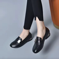 Women’s PU Leather Slip-On Loafers – Lightweight Round-Toe Flat Shoes with Rubber Sole